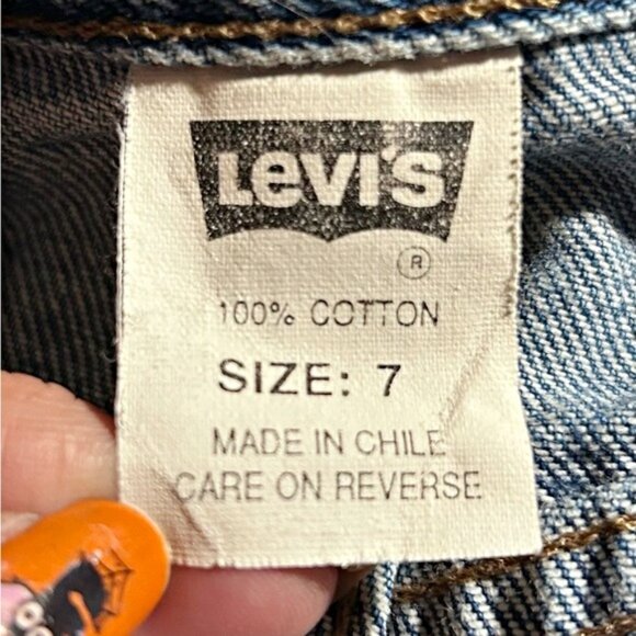 Vintage 90s Levi's Blue Denim Button Up Mini Skirt~7~ - Picture 6 of 7